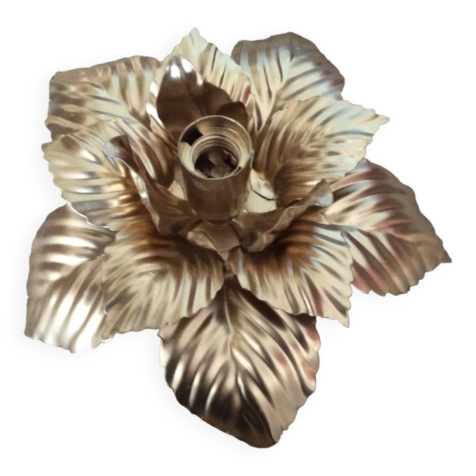 Gold metal flower wall light