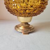 Bedside lamp in amber glass and brass