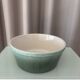 Vintage Scandinavian Stoneware Serving Bowl – Moss Green & Ivory – Mid Cent