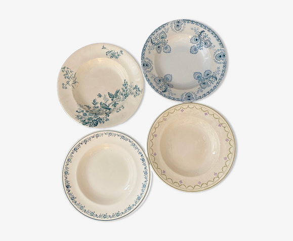 Lot 4 assiettes creuses - Manufacture de Longwy