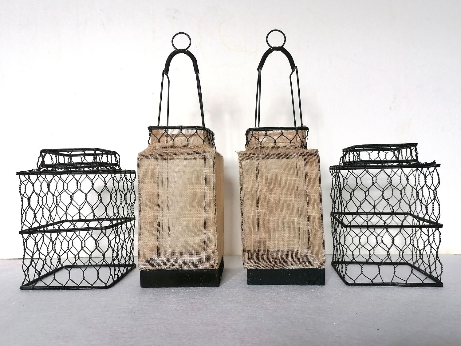 Pair of chinese wire lanterns
