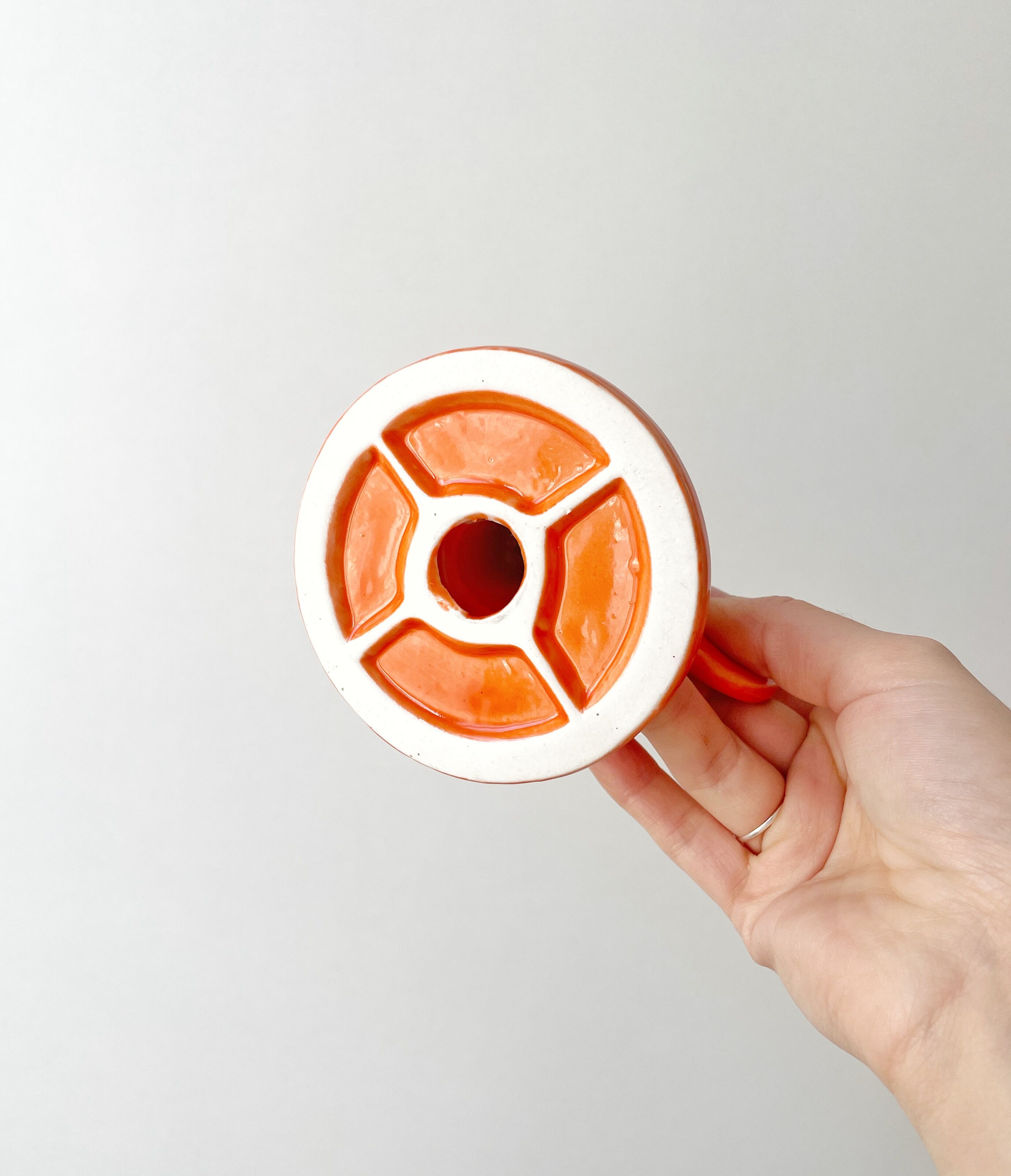 Varnished ceramic candle holder