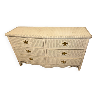 Vintage rattan chest of drawers