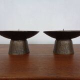 Brutalist Bronze Candleholders, 1960s, Set of 2