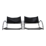 1970s Set of Four Chrome and Leather Tubular Chairs, Czechoslovakia