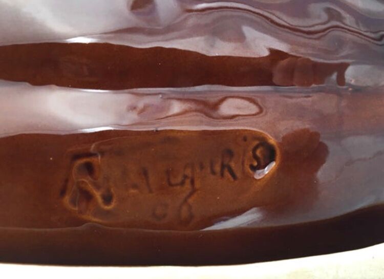 Glazed earthenware cup, signed Vallauris, France 1960s