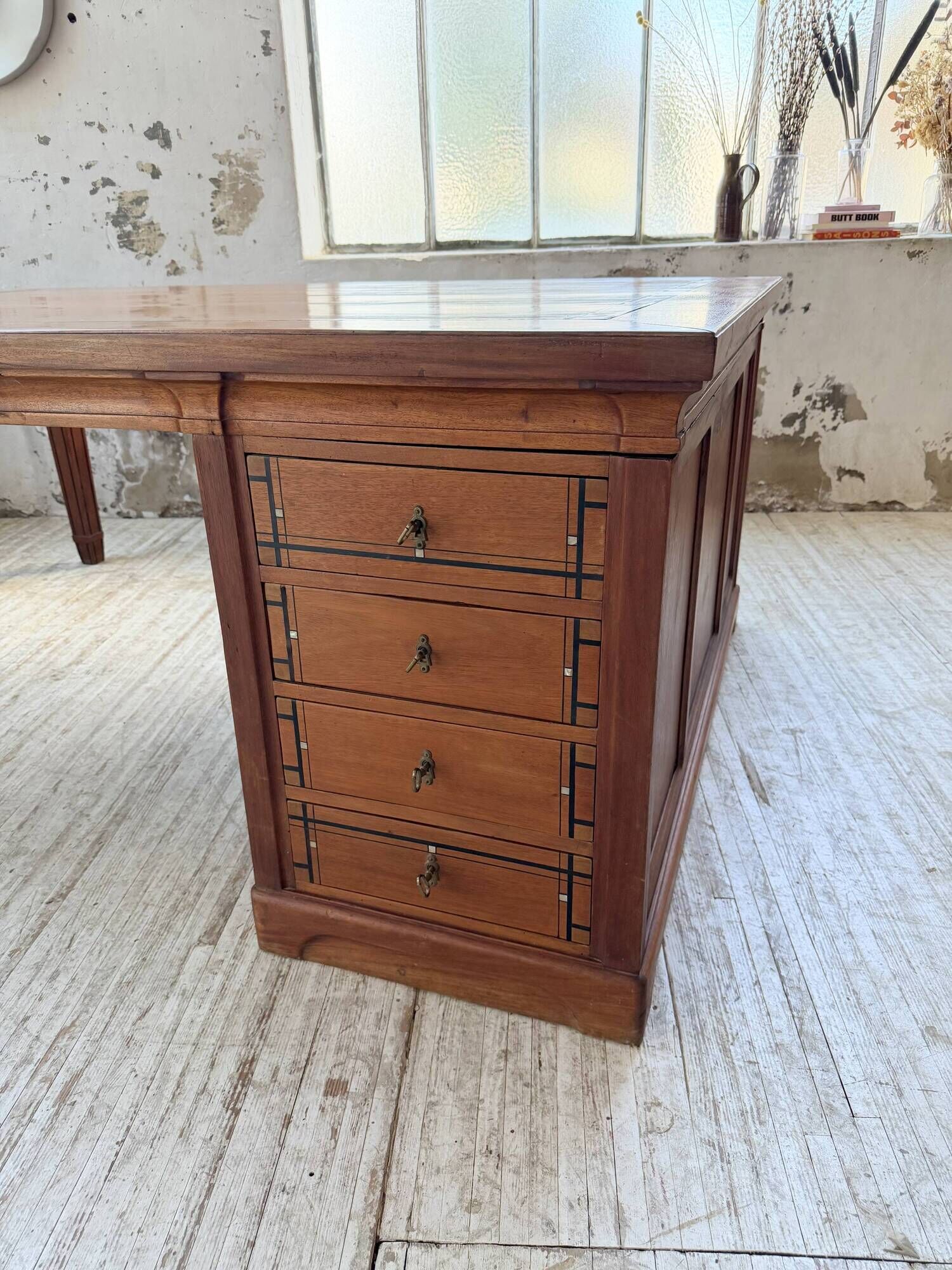 Double-sided walnut counter desk 1900