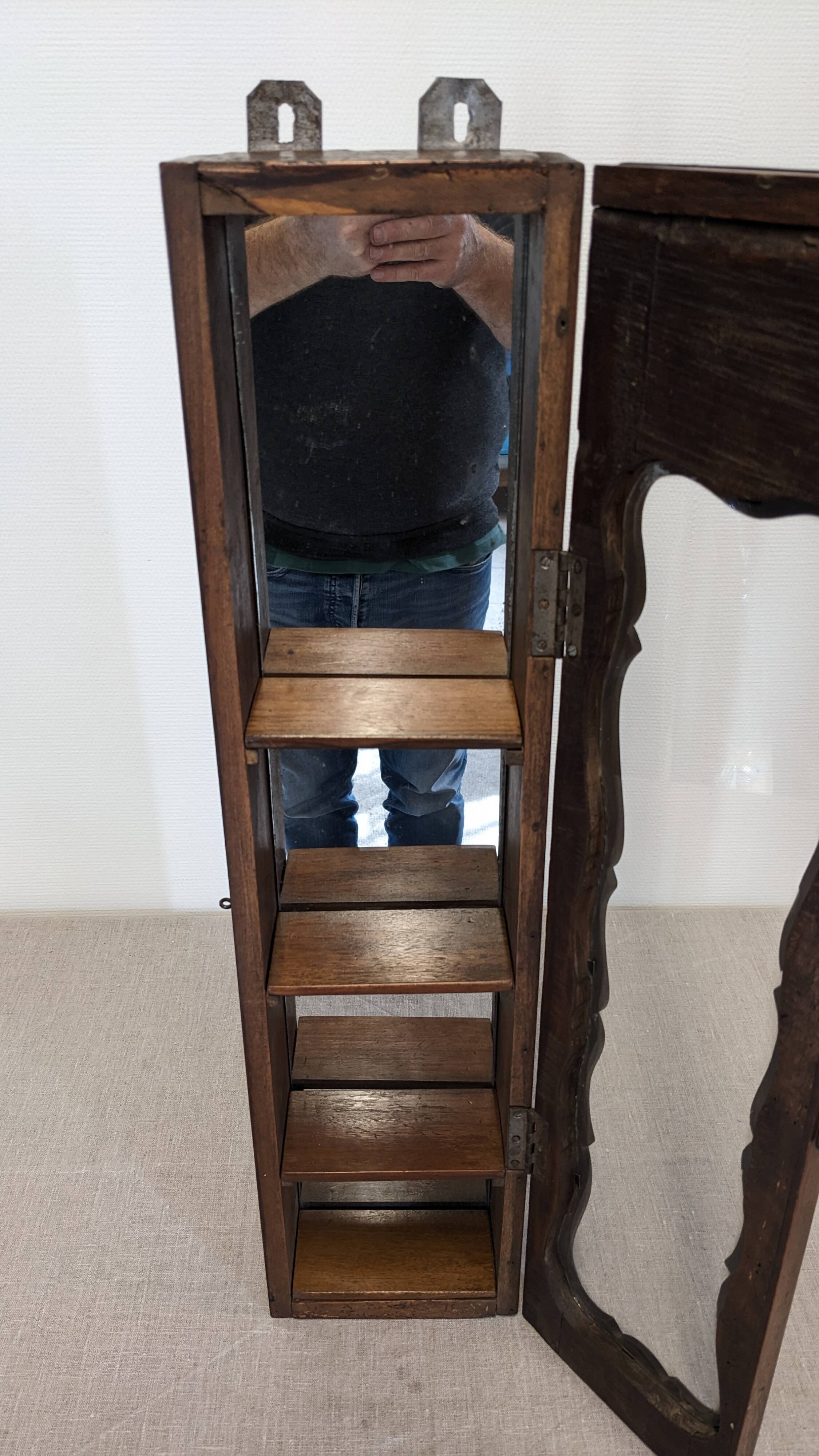 Louis XV style wall display cabinet in walnut, France mid-20th century.