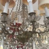 Lustre classique bronze et pampilles en cristal