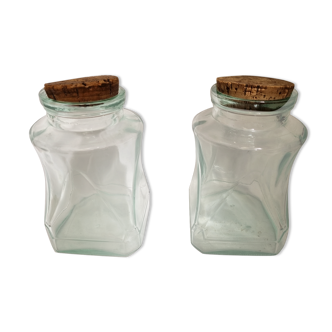 Glass condiment pots from 1980