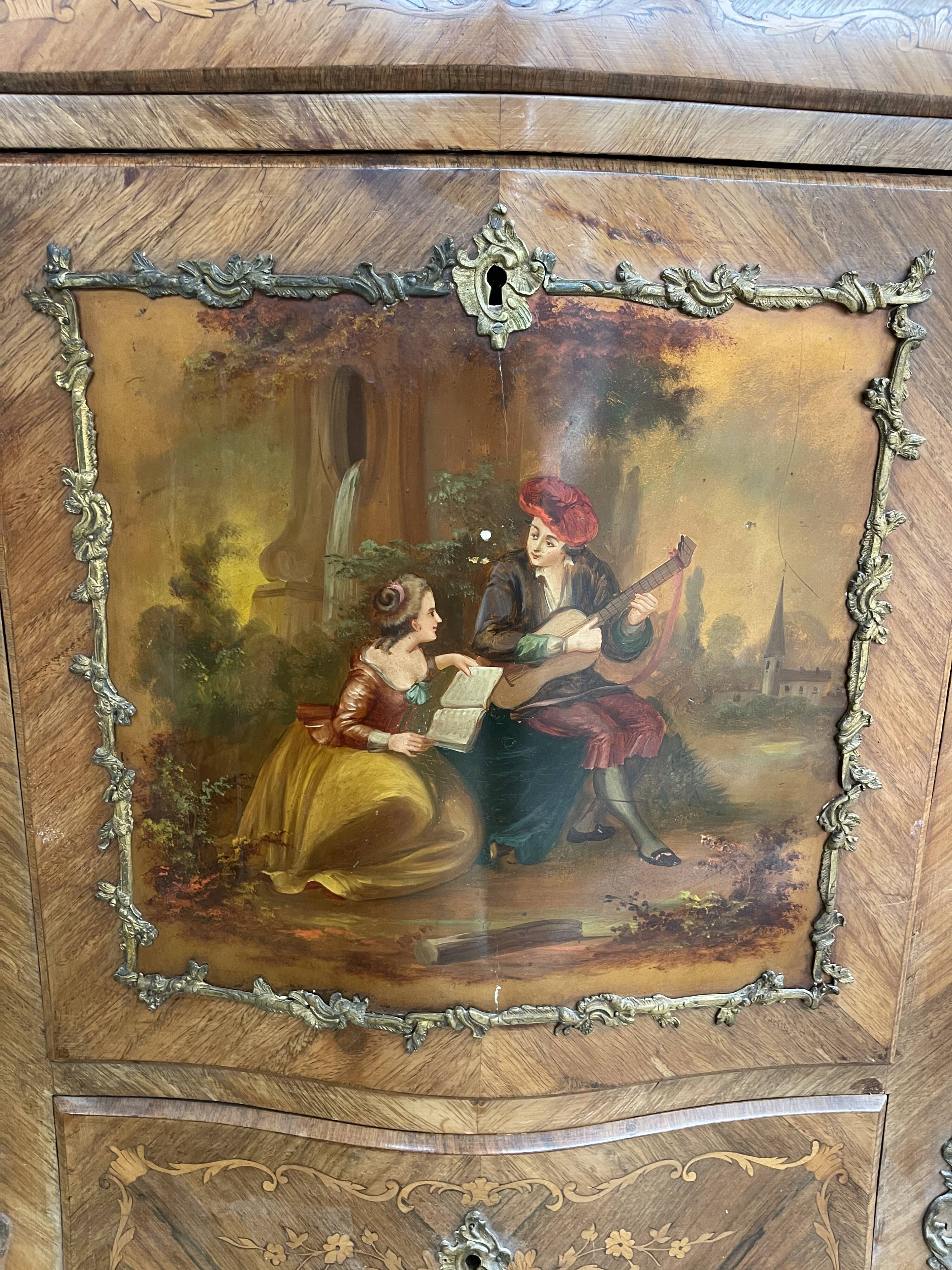 Louis XV style secretary with painting