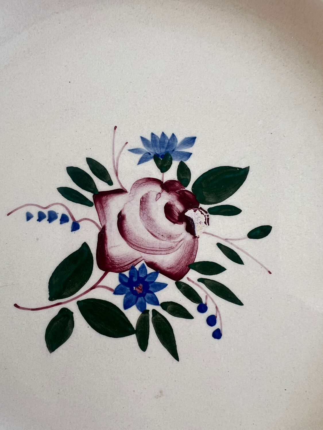 Large Sarreguemines Digoin Flower hand-painted dish