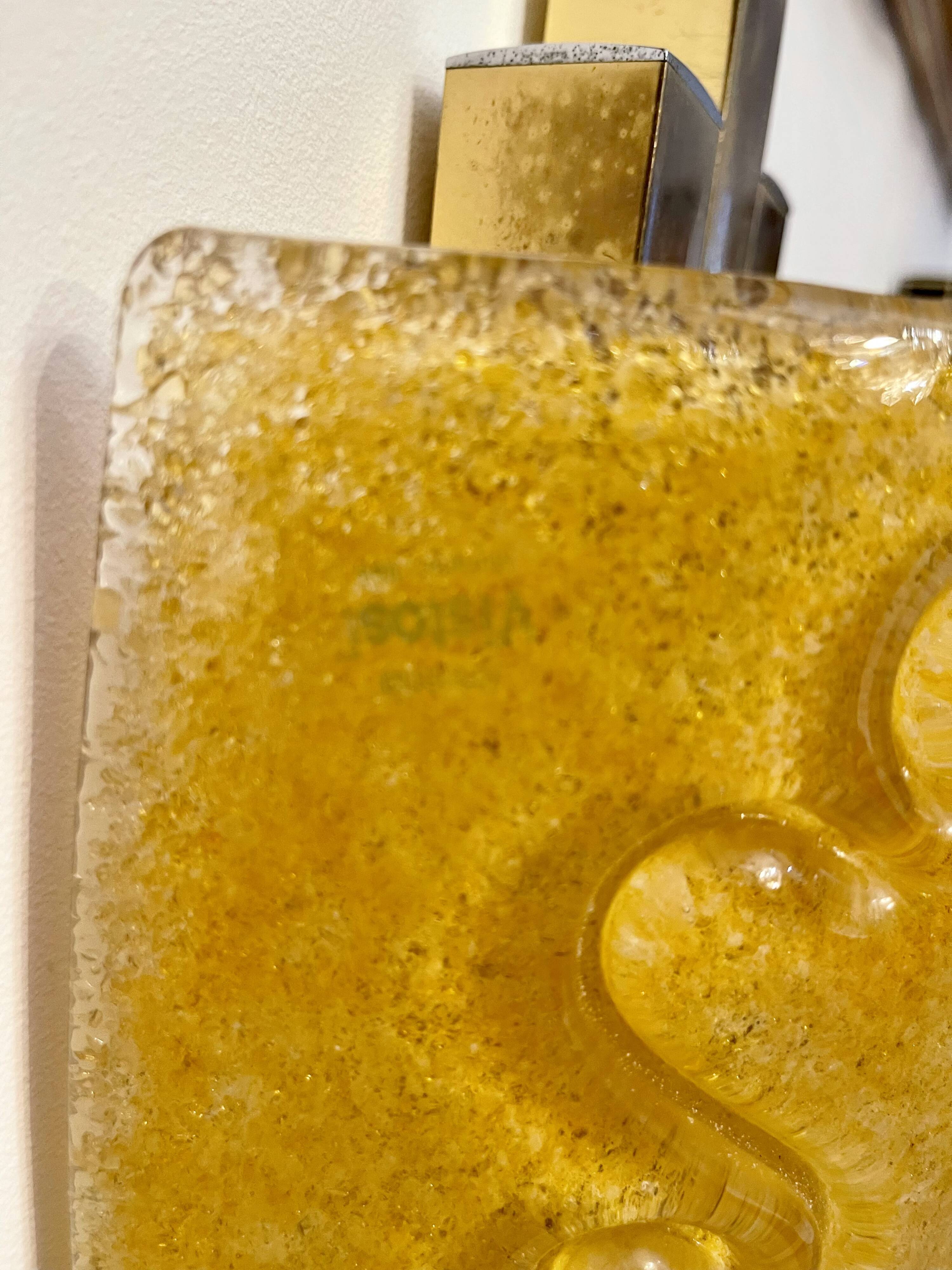 Vistosi wall lights with gold inlay by bd lumica structure Italy 1970