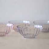 Set of 8 small bowls in pink, green and blue glass Rosaline, Arcoroc, vintage French, vintage