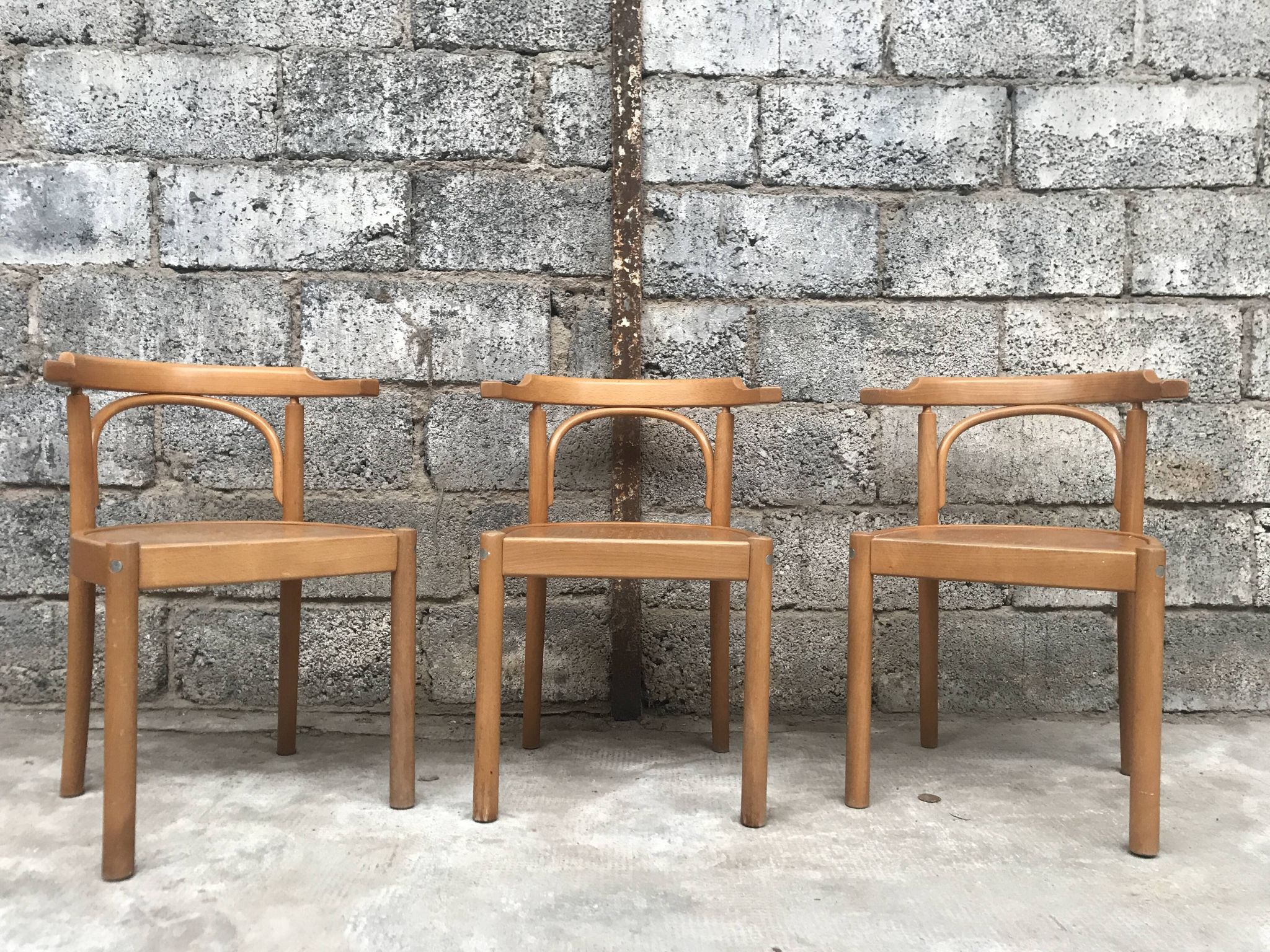 Series of 3 armchairs 1980