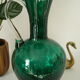 Vintage green blown glass jug vase