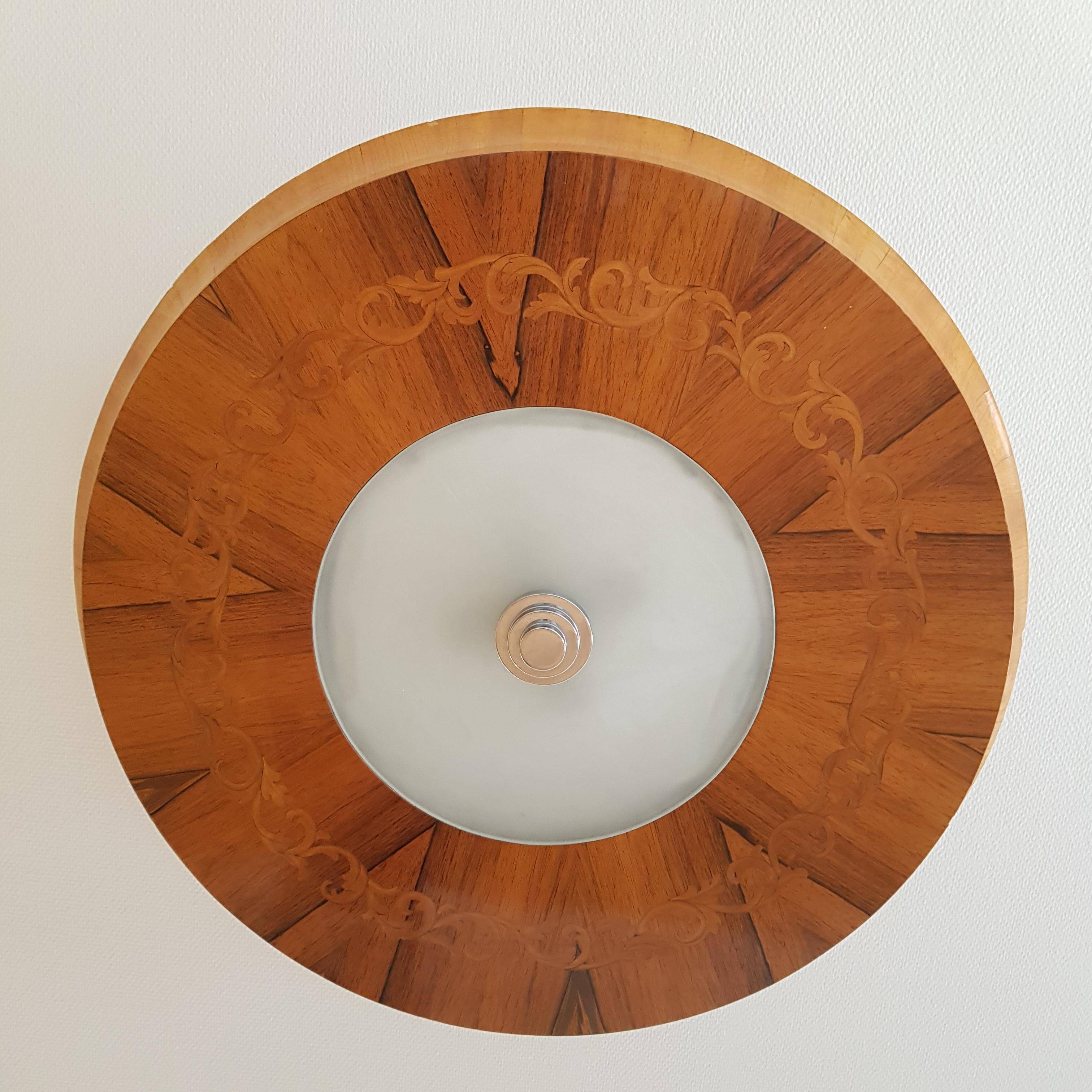 Large recessed lamp with complex floral inlay, Swedish Grace