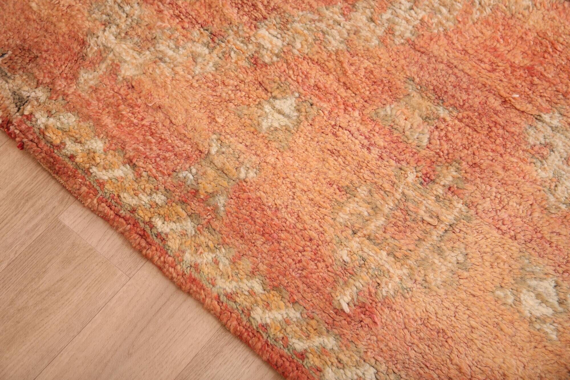 Peach Vintage Moroccan Rug 163 x 289 cm, Berber Wool Rug, Handmade Boho Rug
