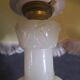 2 bedside lamps in white alabaster with lampshades.
