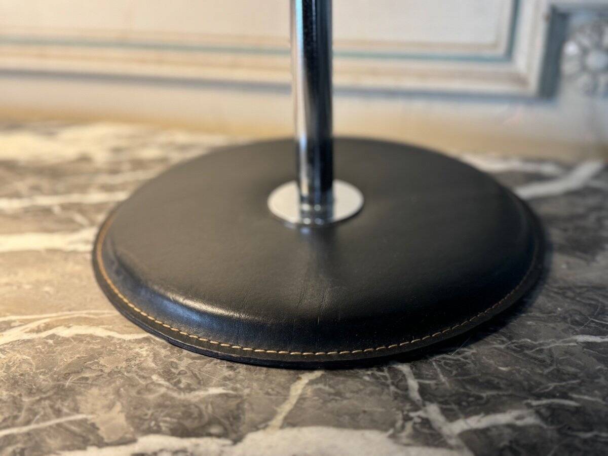 Desk Lamp By Anders Pehrson For Ateljé Lyktan Circa 1960, Leather, Chrome And Metal