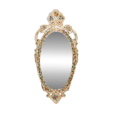 Miroir mural vintage style milieu du siècle avec décor fleurs en plâtre