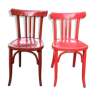 Vintage bistro chairs painted in burgundy and red