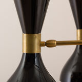 8 arms Italian chandelier with diabolo shades in Stilnovo style