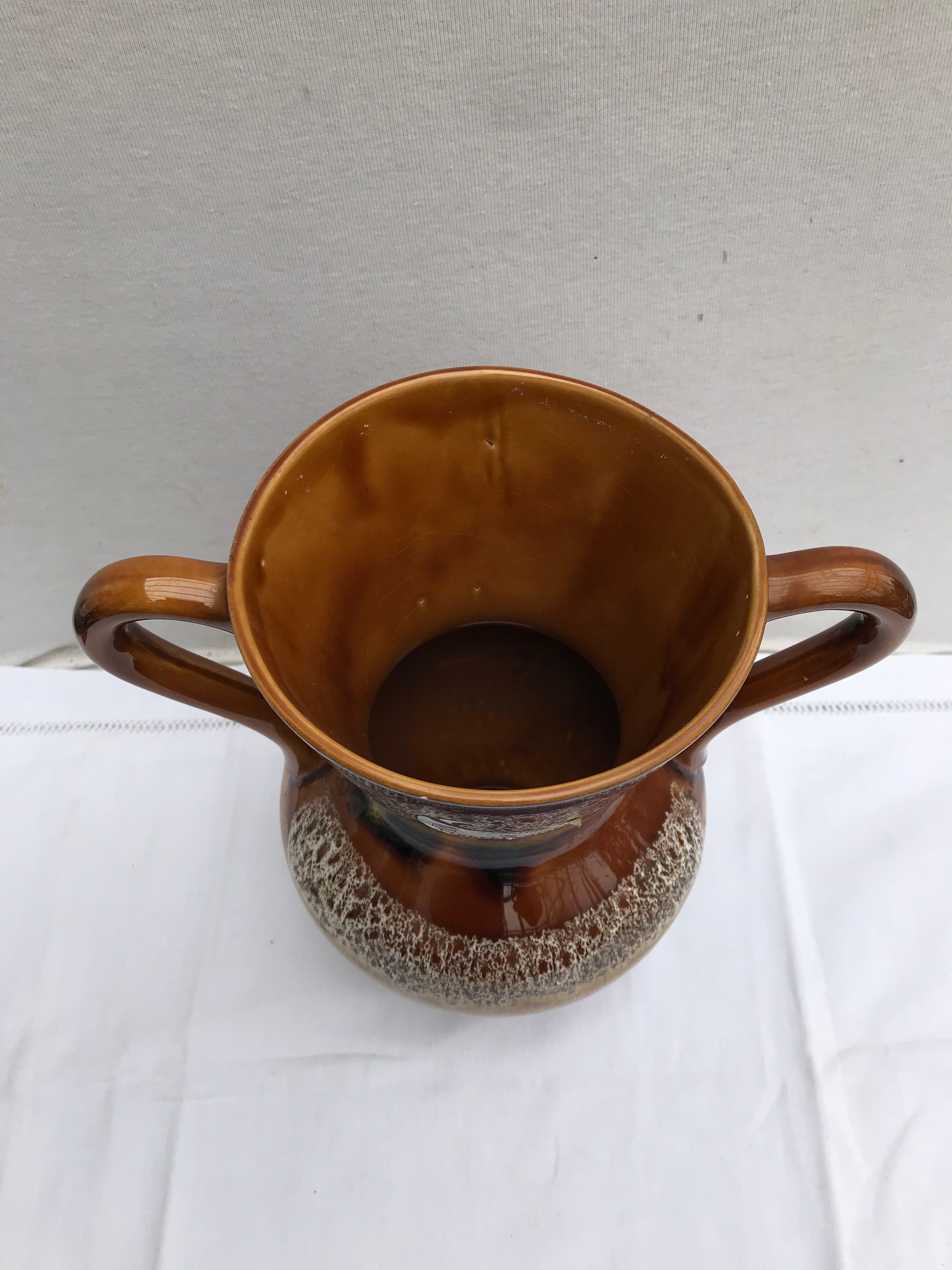 Ancient vase sarreguemines model hawaii painted ceramics - vintage label