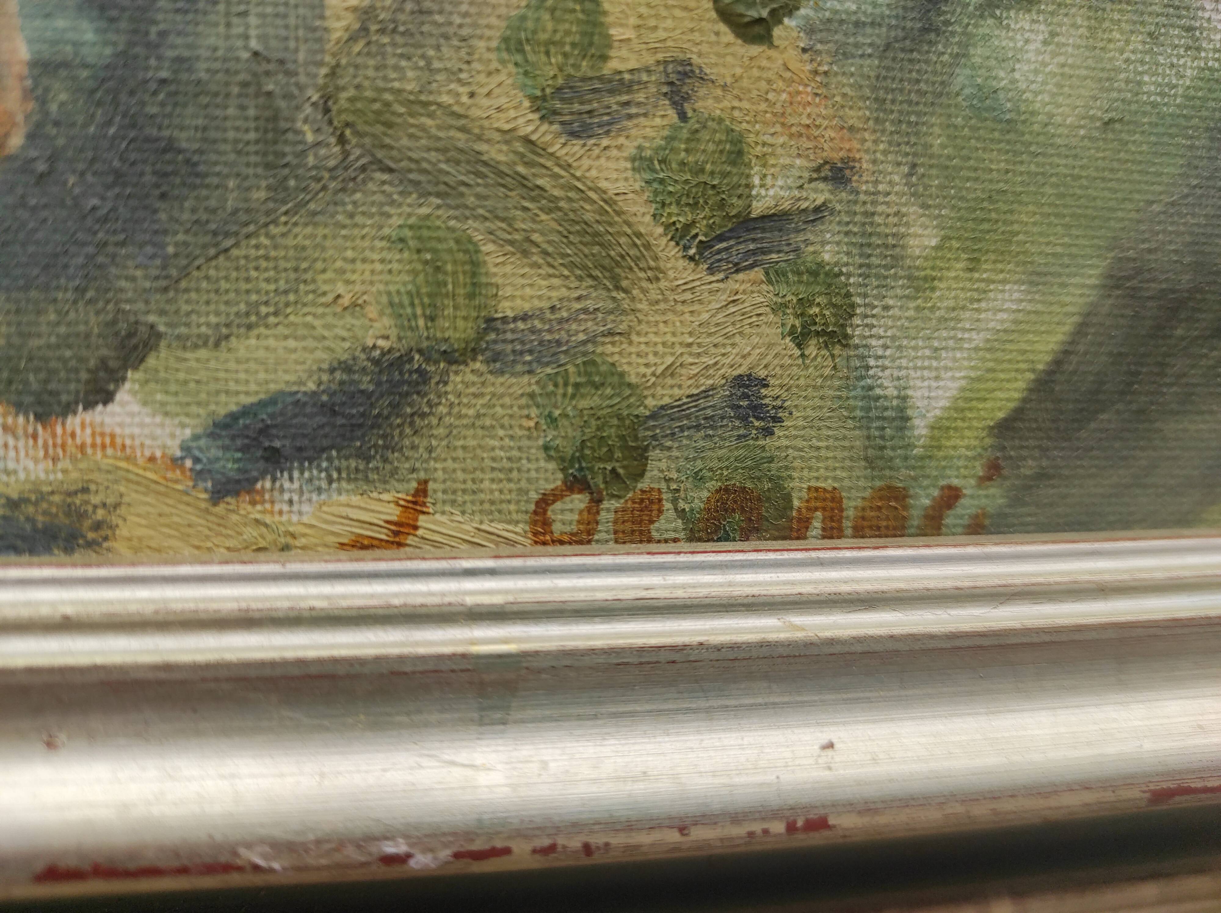 French vintage signed oil painting