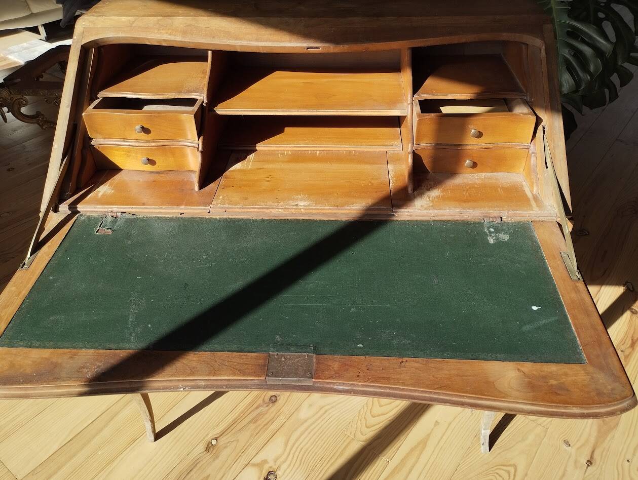 Secrétaire ancien à abattant en bois fruitier, fin XIXème s.