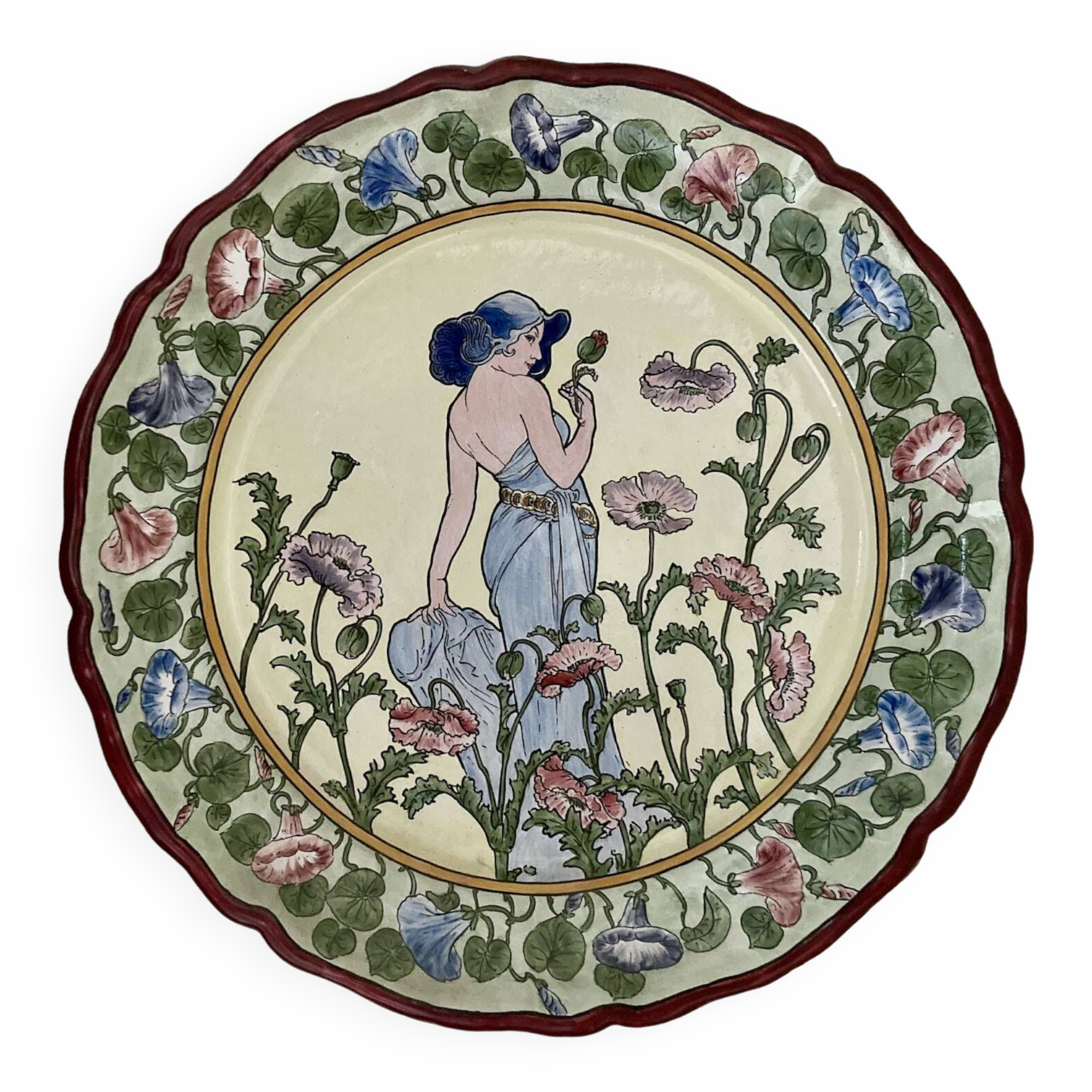 Ceramic dish with Alfons Mucha decor