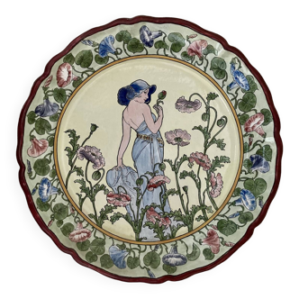 Plat en céramique décor Alfons Mucha