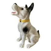 DESVRES earthenware dog with sulphide eyes, 1950