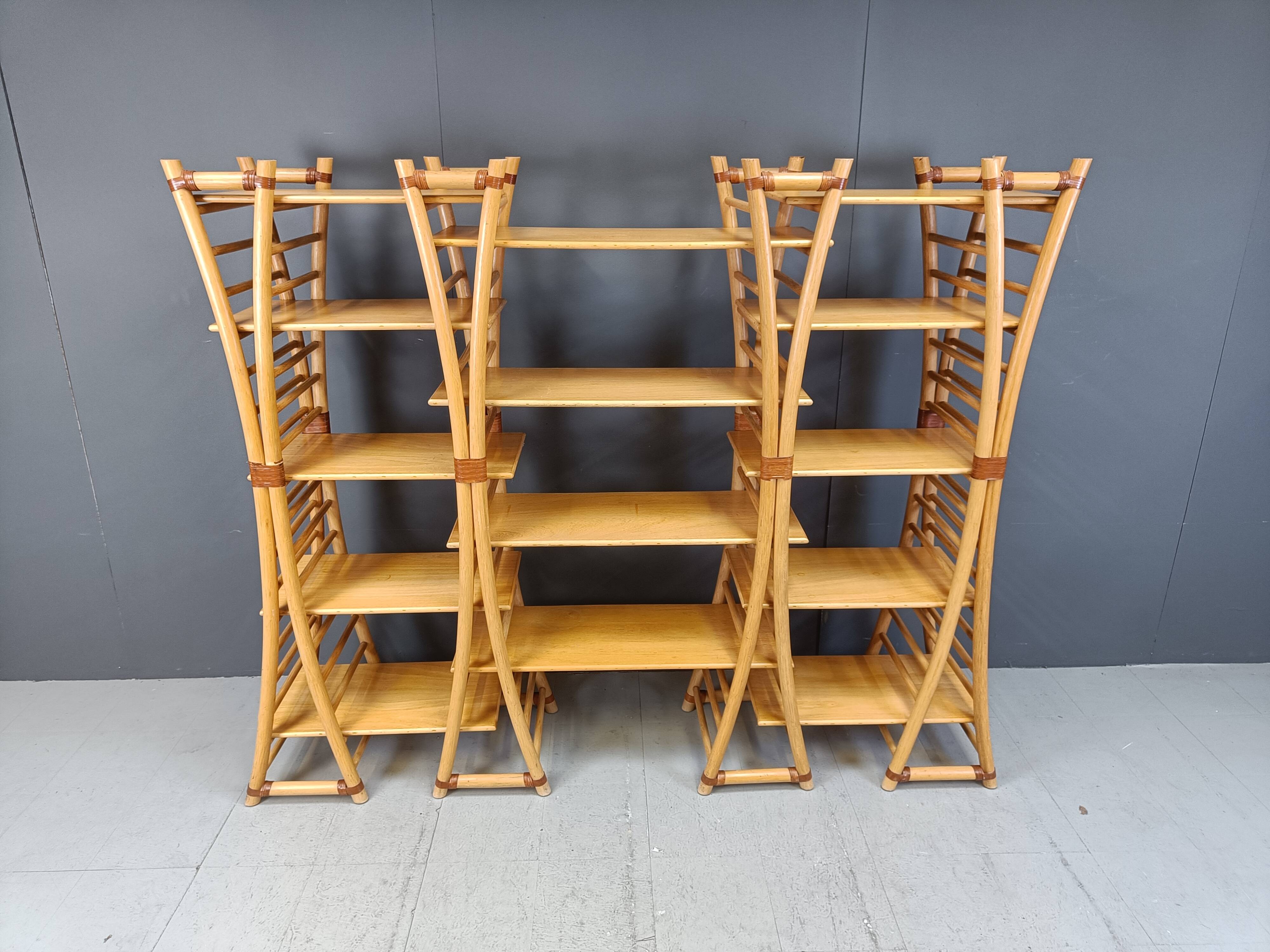 Vintage bamboo wall unit, 1970s