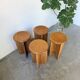 Set of 4 oak stools from the 1950s, constructivist style.