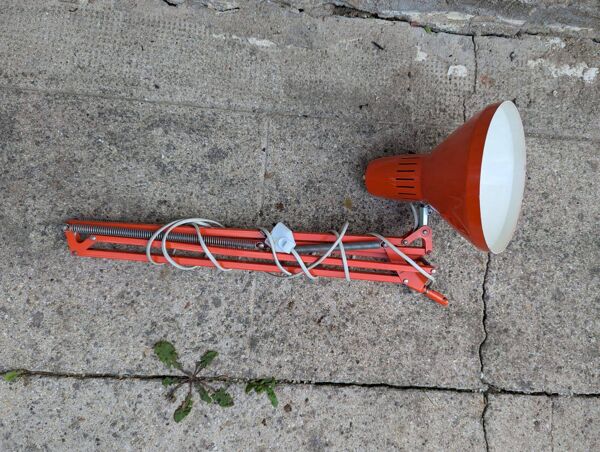 Lampe architecte vintage Ledu type 221 – Made in Sweden – Orange 1970’s