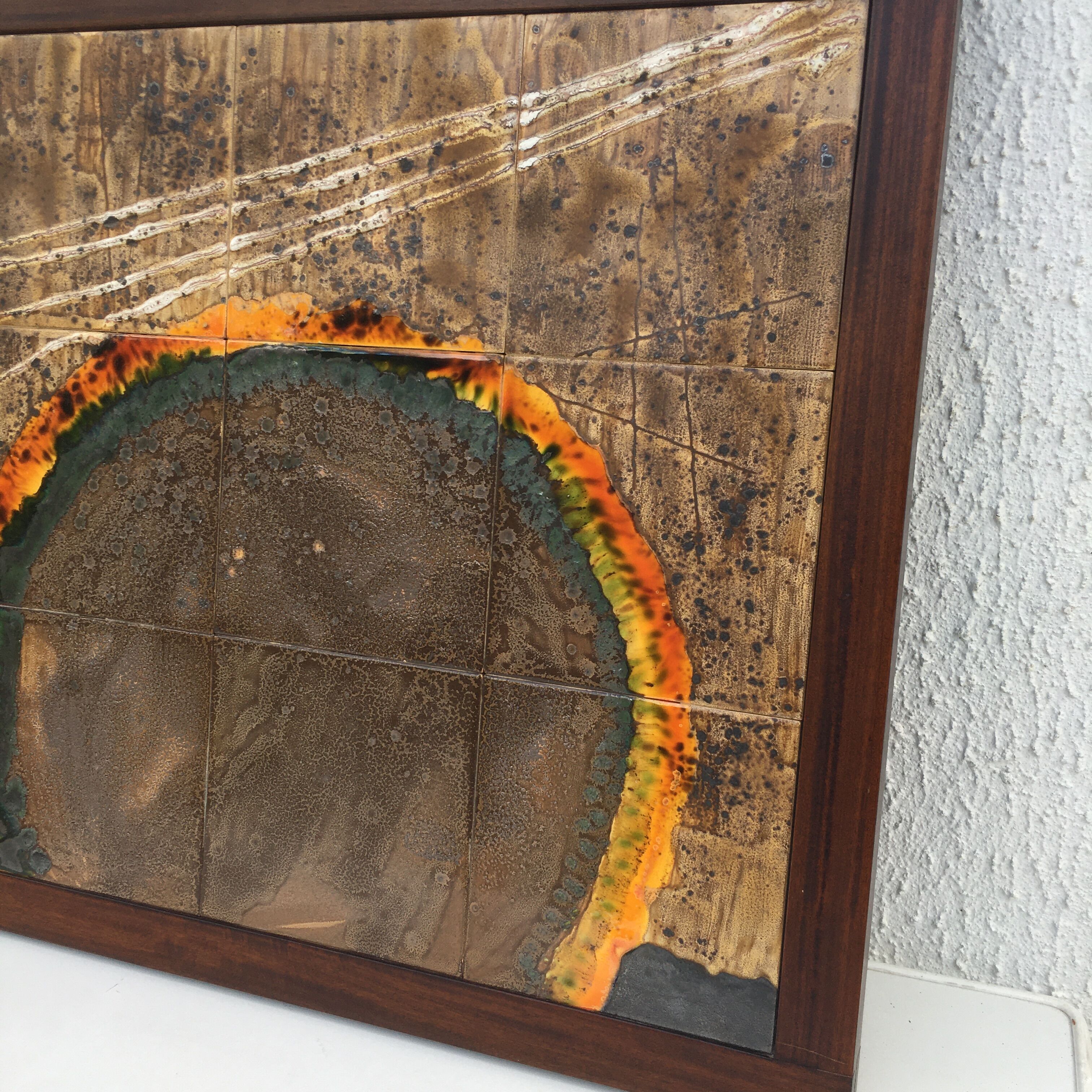 wall ceramic with wooden frame