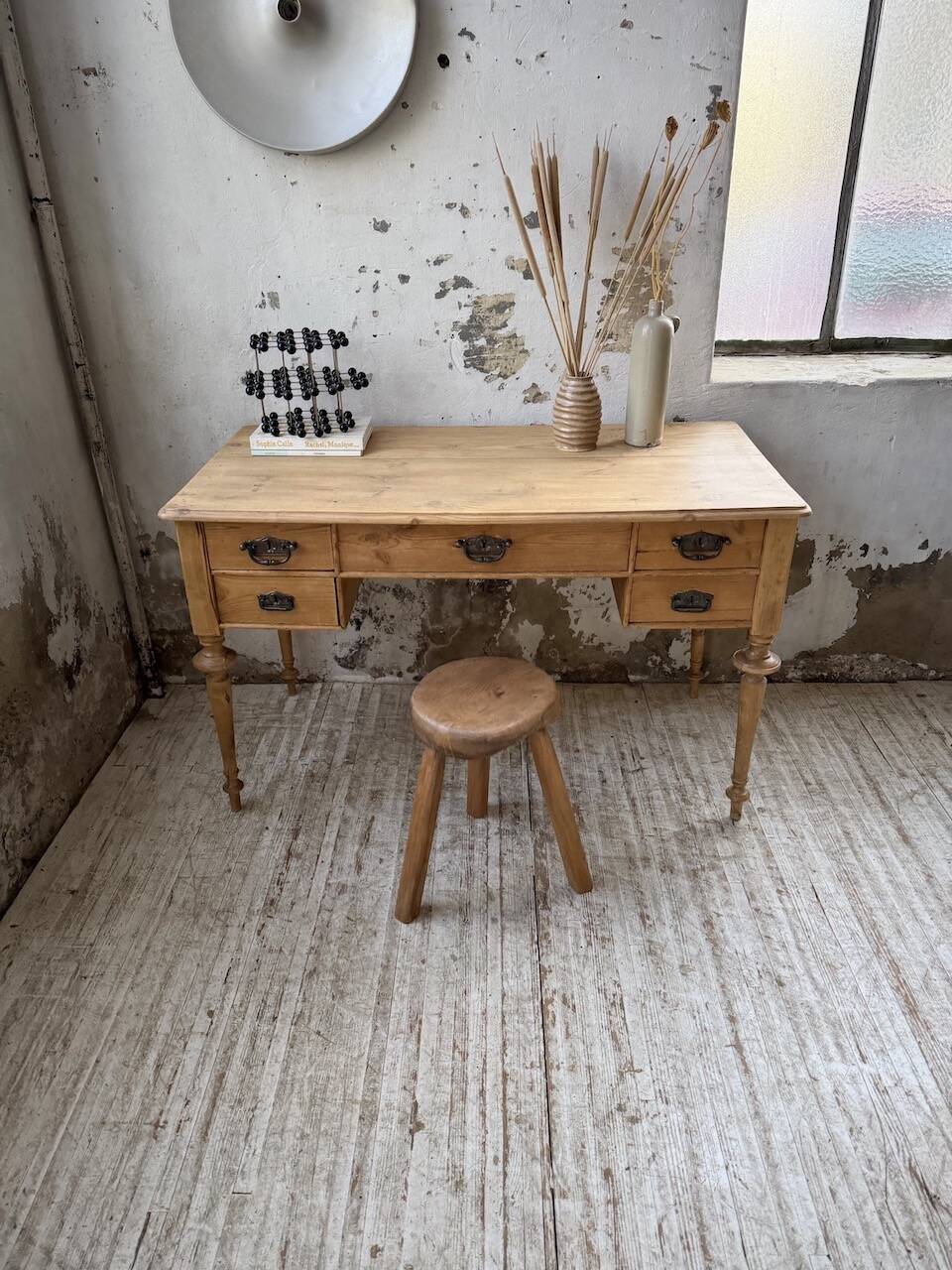 Blonde walnut desk and pine top 1900
