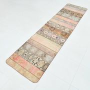 Tapis Runner Vintage Patchwork,Motifs Tribaux,Tons Pastel & Terre,66x265 cm
