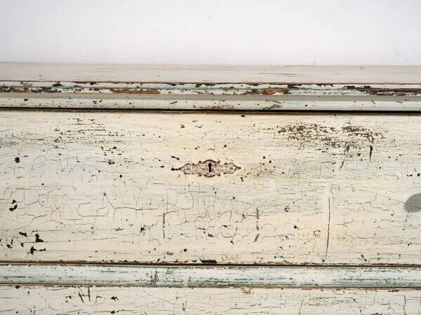 Large antique chest of drawers with white patina (circa 1920) #42