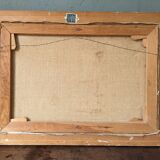 Mid-Century Modern Swedish "Coastal Sunset" Vintage Seascape Oil Painting, Framed