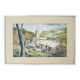 Original watercolor by Carani church in the mountains. Signed