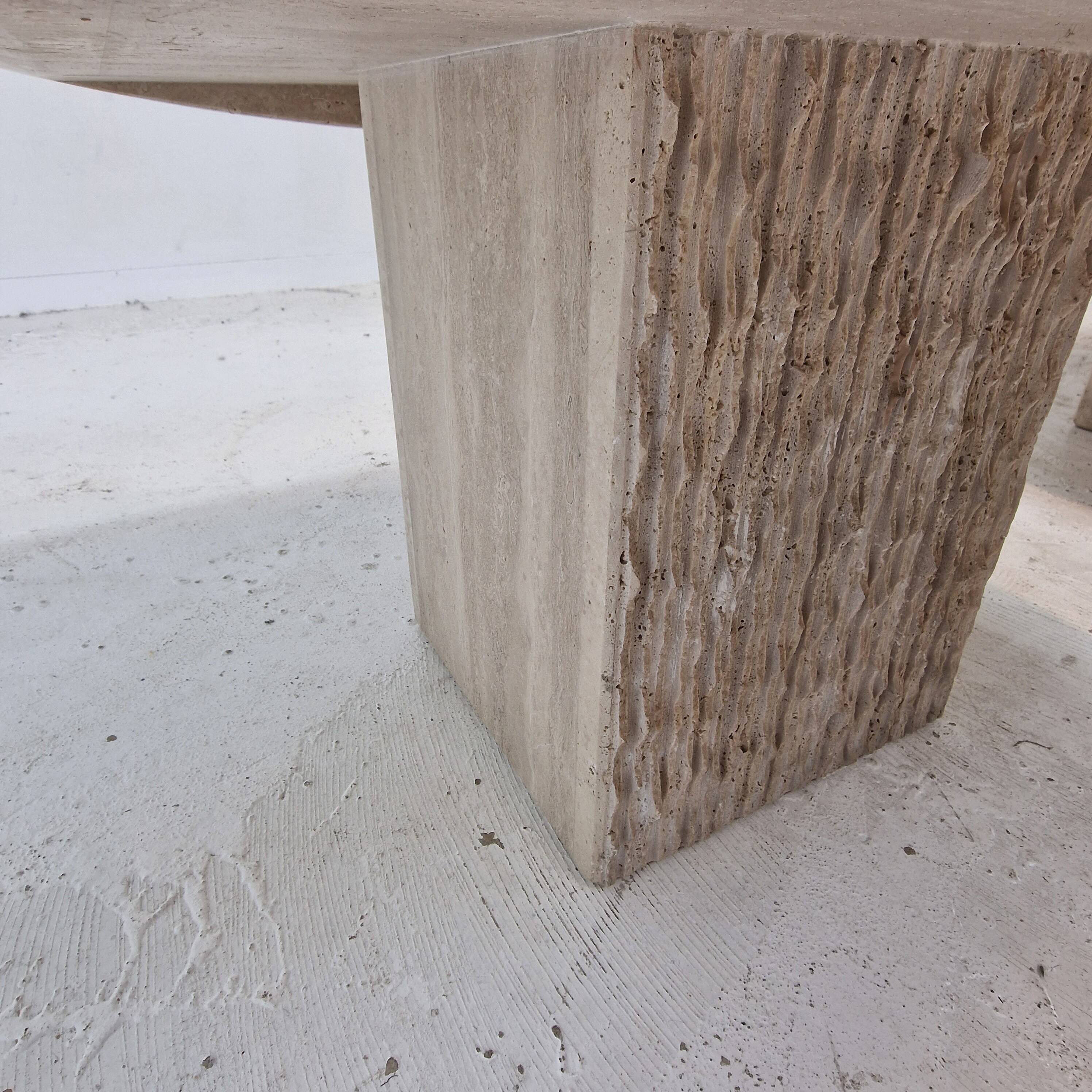 Set of 3 Italian Travertine Coffee or Side Tables, 1980s