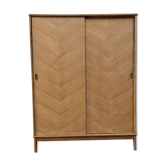 Armoire vintage avec penderie et portes coulissantes, rénovée