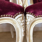 Pair of Louis XV style upholstered velvet armchairs
