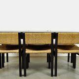 Set of 6 dining chairs with wicker seats by Martin Visser and produced by ‘t Spectrum, 1970s