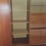 1960s teak veneer secretary with sliding display cabinet.
