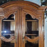 Louis XV period cherry wood sideboard with two glass panels