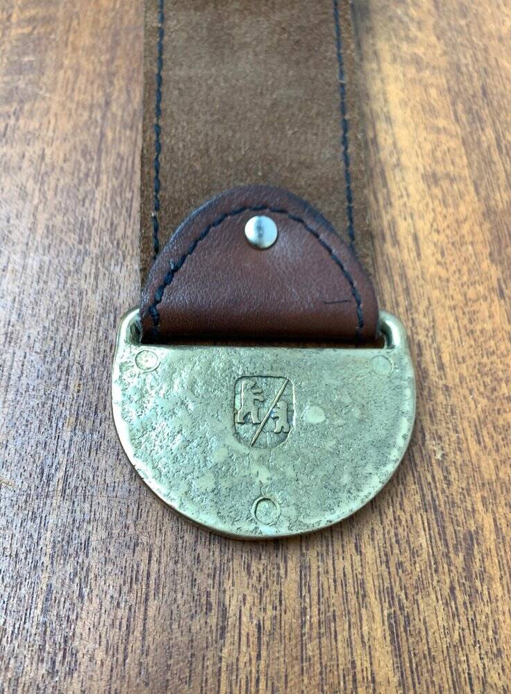 Mid-Century Bronze and Leather Armrest Bowl or Ashtray, 1960s