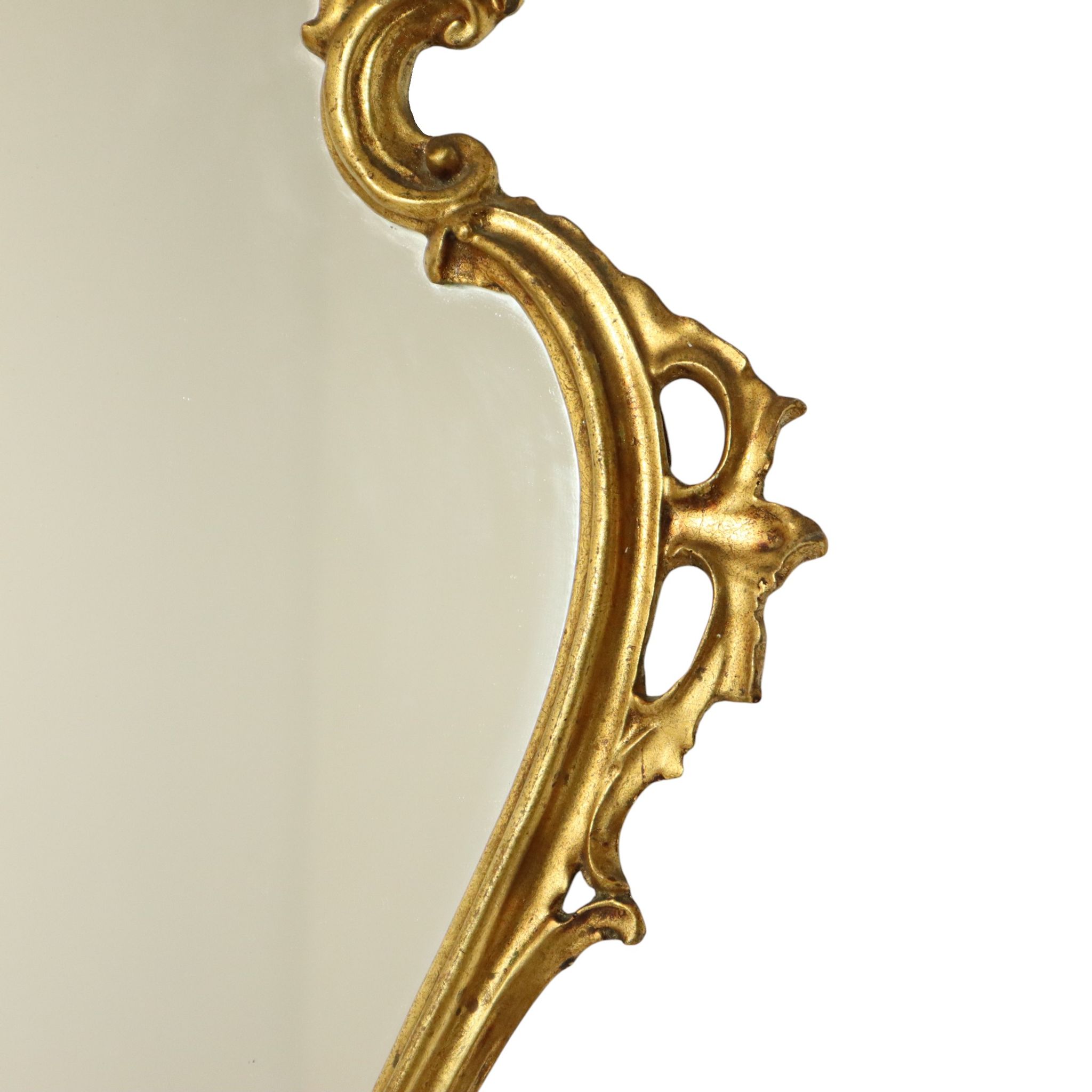 Miroir classique étroit à crête doré à la feuille d'or de style baroque 72 cm